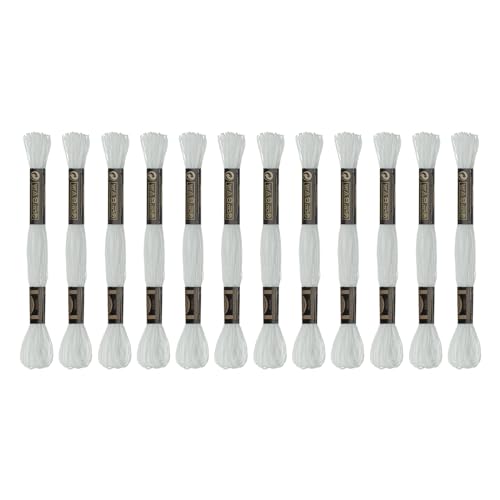 Image of HARFINGTON 12 Skeins Embroidery Floss 8.75yds(8m) Egyptian Long-Staple Cotton Cross Stitch Thread for Sewing DIY Bracelet Yarn String and Crafts, Mint Cream(6001)