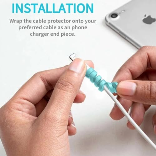 Image of 2PK Charger Cable Protector Spiral Wrap - Flexible Wire Saver Protector for USB Charging Cables, Prevent Cable Break & Fraying (Combo Pack)