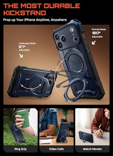Image of SUPCASE for iPhone 17 Pro Case with Stand & Camera Control Button, Azure