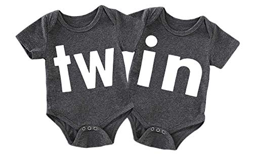 Mini honey 2Pcs Newborn Twins Baby Boys Girls Short Sleeve Cute Romper Bodysuit