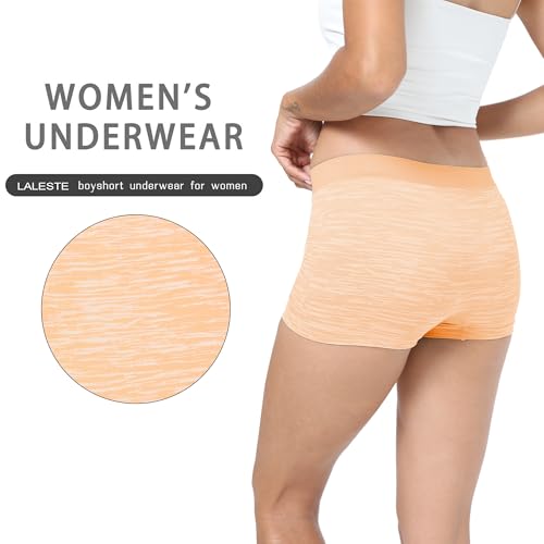 Image of LALESTE Women's Boyshort Underwear Full Coverage Seamless Panties Soft Stretch Boxer Briefs 5 Packs