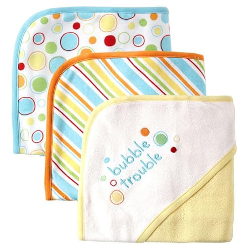 Image of Luvable Friends Unisex Baby Cotton Terry Hooded Towels, Yellow, One Size