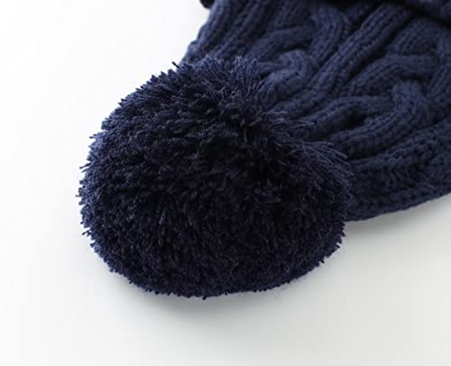 Llmoway Winter Warm Knit Beanie Cap For Toddler Infant Girls Kids Cuffed Crochet Pom Hat Navy Blue #TOP3