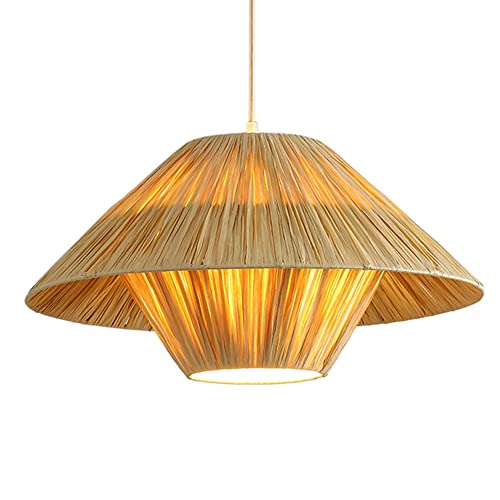 Lustre rotin bohème suspension paille naturelle chic pour salon et chambre
