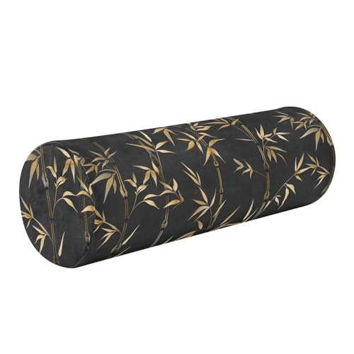 miaozhen William Morris Gold Black Cylinder Roll Pillow Bolster Pillow for Legs Sleeping almohada para cervicales y Cuello 5.5''x17''