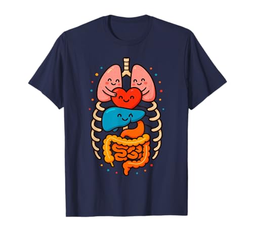 かわいい人間の臓器の解剖学 漫画 中学生 先生 Tシャツ