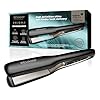 REVAMP Enigma Tri-Care Infrared Ionic Wide Hair Straightener - Extra-Wide Plate Straighteners for Kind, One Stroke Styling, Curved Design for Waves, Curls - Professional Ceramic Hair Straightener