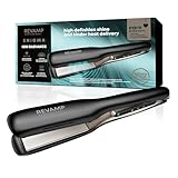 REVAMP Enigma Tri-Care Infrared Ionic Wide Hair Straightener - Extra-Wide Plate Straighteners for Kind, One Stroke Styling, Curved Design for Waves, Curls - Professional Ceramic Hair Straightener