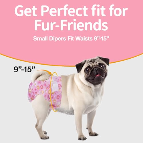 Image of Pet Soft Dog Diapers Female, Disposable Female Dog Diaper, Doggie Diapers for Cat Puppy with Adjustable Foam Tail Hole(Pink,12S)
