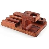 XPhonew Rosewood Charging Dock Docking Station Charger Stand Cradle Holder Compatible for iPhone 16 15 14 13 Pro Max iPad Mini Air Apple Watch 2 3 4 5 / iWatch 42mm & 38mm All Models Smartphone Tablet - Image 8