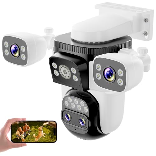 Image of VSTARCAM 4-Lens Security Cameras Wireless Outdoor, 2K 360 PTZ Plug-in Outdoor WiFi Camera, 10X Hybrid Zoom, AI Motion Tracking, Color Night Vision, IP66 Weatherproof for Driveways & Front Doors