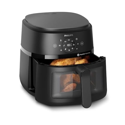 Philips Airfryer 2000 Serie – 13 Zubereitungsmöglichkeiten, 6,2l Fassungsvermögen, kompaktes Design mit Kochfenster, RapidAir-Technologie, 90% weniger Fett, leicht zu reinigen (NA230/00)