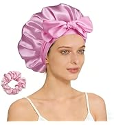 fistmta Silk Bonnet for Sleeping Women, Satin Bonnet Sleep Cap with Tie Elastic Band, Hair Care N...