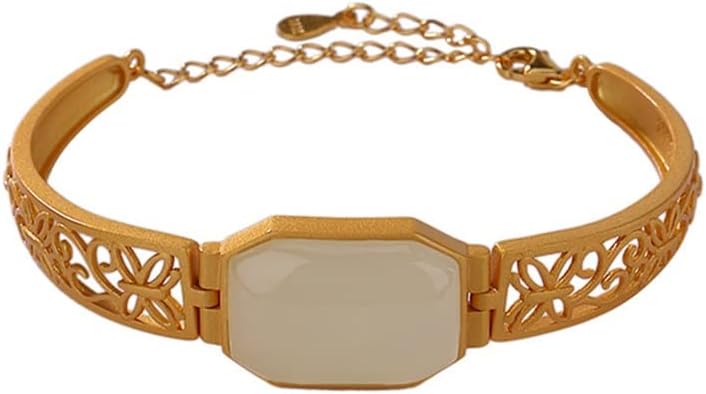 Silver Plated Jade Hetian Qingyu Personality Retro Women's (Color : Argento, Size : As Sample)