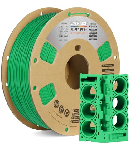 Image of OVERTURE Super PLA+ Filament 1.75mm, Toughness Enhanced PLA Plus | Professional Toughness 3D Printer Filament 1kg (2.2lbs), High Precision + /- 0.02mm, Fit Most FDM Printer (Green)