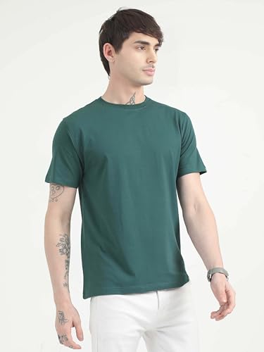 Image of Men's Plain Cotton Crew Neck T-Shirt Regular Fit Short Sleeve Tee