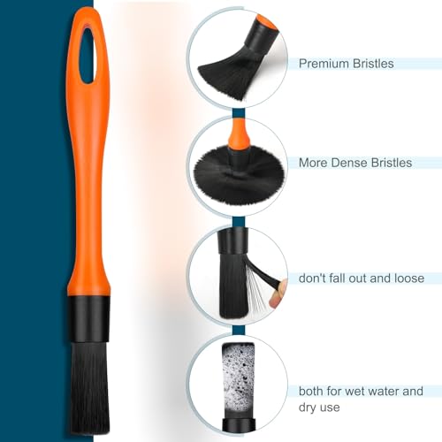 Fitosy Car Detailing Brush Set, Soft Boar Hair Auto Detailing Cleaning Kit, Perfect for Automotive Car Duster,Wheels,Dashboard,Interior,Exterior,Leather,Air Vents,Engines (10 Brush Set)