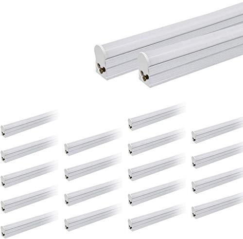 Bpmart 20 Pack LED T5 Integrated Tube Linkable 2FT 12W 1000lm 4100K Daylight White Frosted Cover Shop Light Ceiling Light and Under Cabinet Light Accessories Not Included
