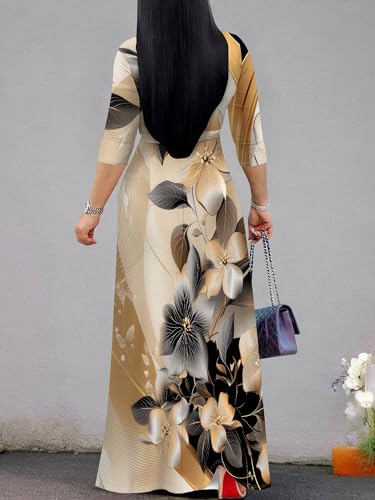 Image of PinkPatty Women's Long Sleeve Maxi Dress Plus Size Trendy Wedding Guest Wrap Dress with Pockets&Belt