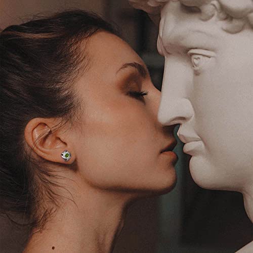 SMILEST Knot Birthstone Stud Earrings, Sparkle Round Cut Birthstone Earrings in 18K White Gold Plated Sterling Silver, Perfect for Women's Birthday Gifts4