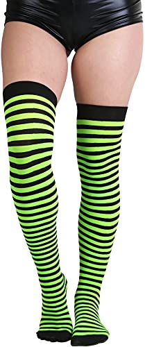 Image of ToBeInStyle Women's Opaque Hosiery Thin Striped Thigh High Long Stocking