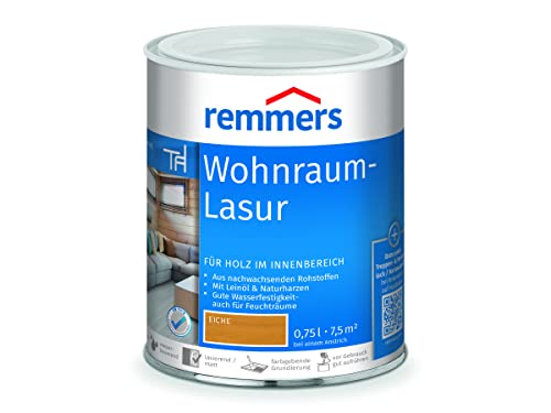 Remmers Wohnraum-Lasur eiche, 0,75 Liter, Holzlasur innen, für Möbel, Böden, Innentüren und Treppen geeignet, mit Abperleffekt