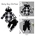 Fuermos Newborn Baby Boy Clothes Outfits Plaid Button Long Sleeve Hoodies Romper+ Mama's Pants Fall Winter Clothes Set