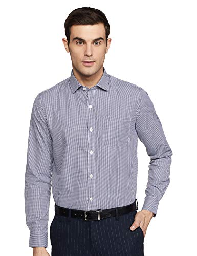 Image of Excalibur Men's Solid Slim fit Formal Shirt (EXSHTME20004N01004 Navy 39)