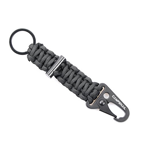 CAMPSNAIL EDC Paracord Lanyard Keychains - First Aid Kit Survival Keychain with Carabiner and Flint Great Gift for Girls and Boys Scouts,Outdoor Fans and Father Day (01 Black)