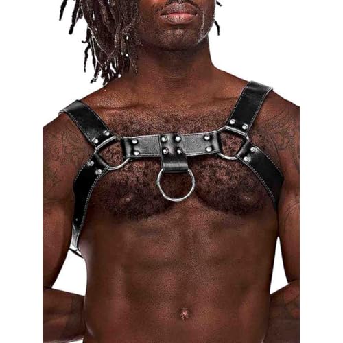 Harnais Male Power en cuir noir pour sculpter le torse masculin 590-266