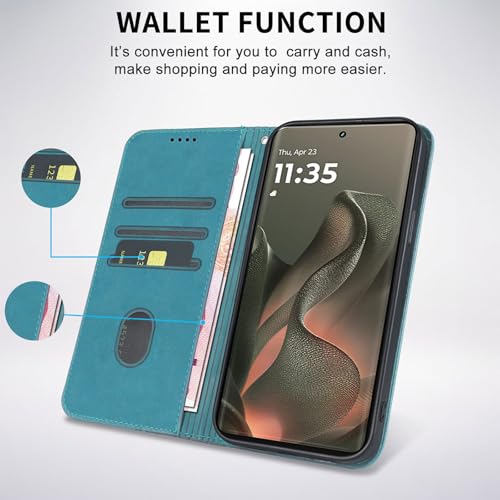 Image of Wallet Case for Motorola Edge 2025 6.7 inch - Moto Edge 2025 Flip Case [Strong Magnetic] PU Leather Folio Case with Card Holder Kickstand Protective Phone Cover - Green