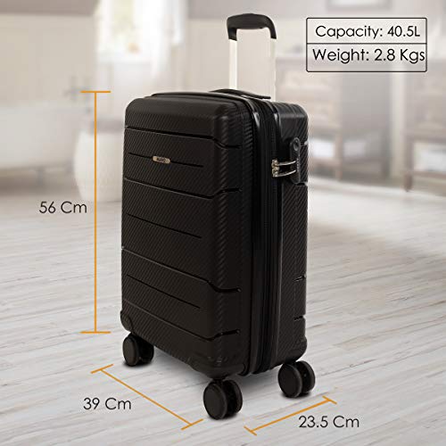 Image of AGARO Venue Hard-Sided Polypropylene Check-in Luggage (20 Inch Suitcase) Black