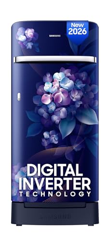 Samsung 215 L, 5 Star, Digital Inverter, Direct-Cool Single Door Refrigerator (RR23H2H35HS/HL, Hydrangea Blue, Base Stand Drawer, Single Touch Defrost, 2026...