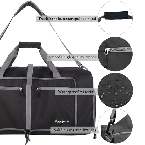 Image of Woogwin Travel Duffel Bag Large Foldable Waterproof Overnight Bag for Beach Swim Bags Pool Sports Gym
