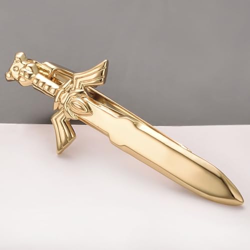 Image of TRENDTIECLIP Sword Tie Clip for Men Novelty Gold Tie Bar Personalized Unique Party Jewelry Gift