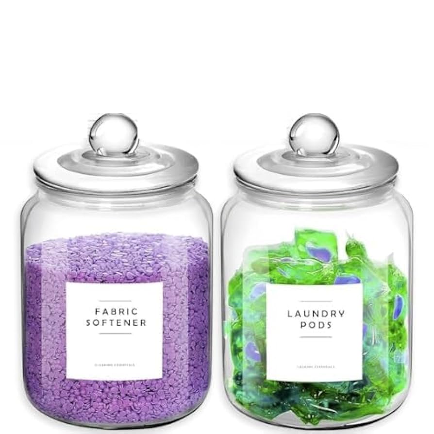 蓋付きガラス瓶 2個セット Amazon｜2L洗濯整理と保管用ガラス容器、ハーフガロン密閉