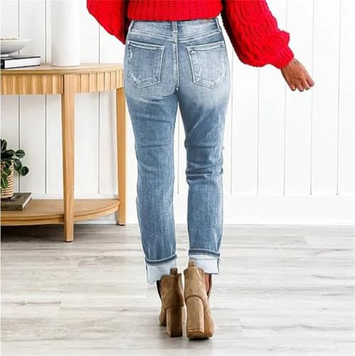 Mypeachd Jeans, Mypeachd Pants, My Peachd Jeans, Tummy Control Distressed Cuffed Boyfriend Jeans for Women4