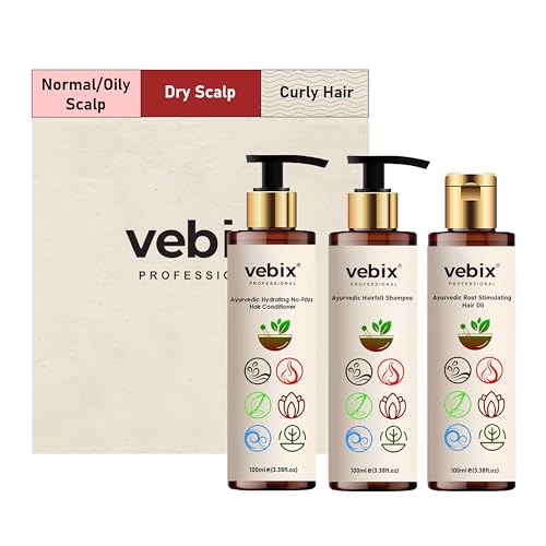 VebixProfessional Customised Regimen HairCare -3 Ayurvedic Product Kit- HairFallControl- Lotus AntiHairfall Shampoo, Hair Keratin Conditioner & AntiHairFall Neem Oil (300ml) (Dry Scalp) VebixProfessional Customised Regimen HairCare -3 Ayurvedic Product Kit- HairFallControl- Lotus AntiHairfall Shampoo, Hair Keratin Conditioner & AntiHairFall Neem Oil (300ml) (Dry Scalp)