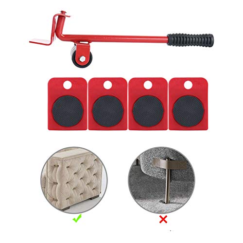 Homend Furniture Lifter and 4 Packs 3.9"x3.15" Furniture Slides Kit, Heavy Furniture Roller Move Tools Max Up for 150KGS/330 LBS, 360 Degree Rotatable Pads, Easily Redesign and Rearrange Living Space