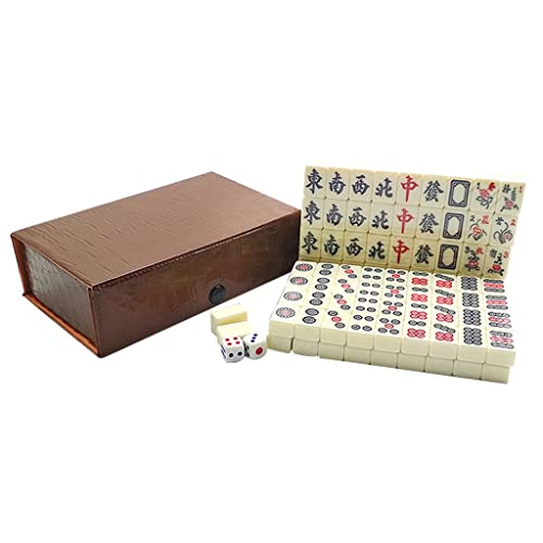 Juego tradicional chino Mahjong con 146 fichas y dados miniatura 1