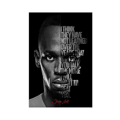 Póster de Usain Bolt con citas motivacionales, 2 lienzos para decoración de dormitorio, oficina, dormitorio, decoración de habitación, regalos, 30 x 45 cm, sin marco, estilo 1