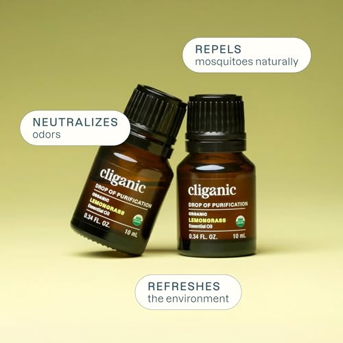 Image of Cliganic Organic Lemongrass Essential Oil, 1oz - 100% Pure Natural Undiluted, for Aromatherapy Diffuser | Non-GMO Verified