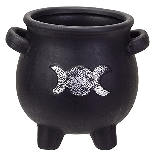 Pacific Giftware Witches Cauldron Terracotta Planter Pot Candy Holder Tabletop Figurine (Triple Moon)