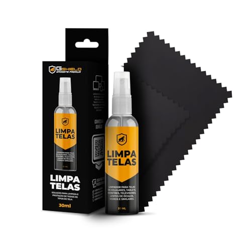 Gshield Kit Spray Limpa Telas Bactericida com Flanela de Microfibra para Limpeza de Celular, Notebook, TV, Tablet, Óculos, Legalizado ANVISA, Grip Clean (30ml)
