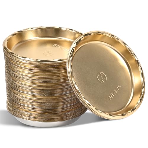La Mejor Lista de Platos de postre para comprar hoy. 49 50pcs Mini tablas de pastel de oro platos oro Grado comida decorativa pequeña pastel para la fiesta cumpleaños la boda postres