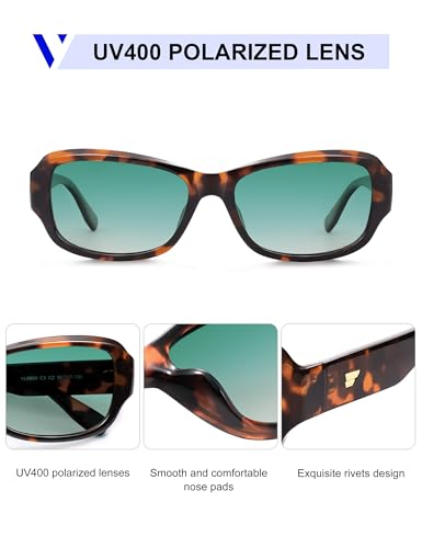 VANLINKER Retro Polarized Rectangle Sunglasses for Women Men Trendy 90s Soft-Square Frame Medium Rectangular Shades VL98694