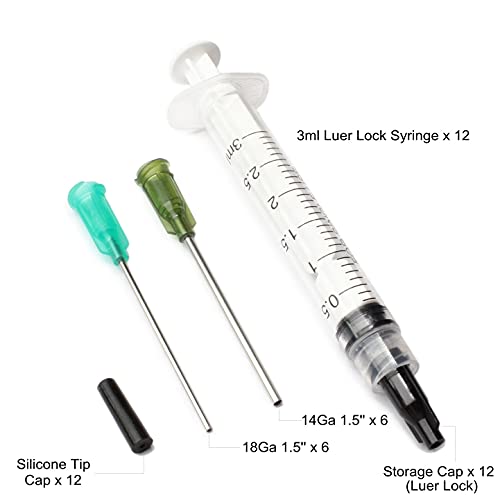 BSTEAN Syringe Blunt Tip Needles Caps Refilling and Measuring Liquids, Adhesives, Oil or Glue Applicator (3ml) - Thumbnail 2