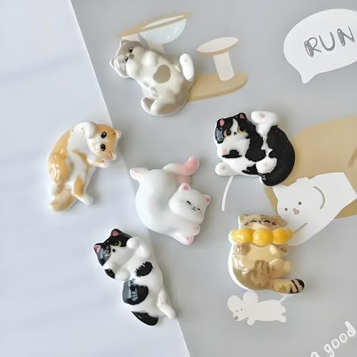 Image of 6PCS Stylish Fridge Magnets, Cat Themed Decorative Magnets for Refrigerator, Perfect for Kitchen Decor, Office, Gift (Multicolored)