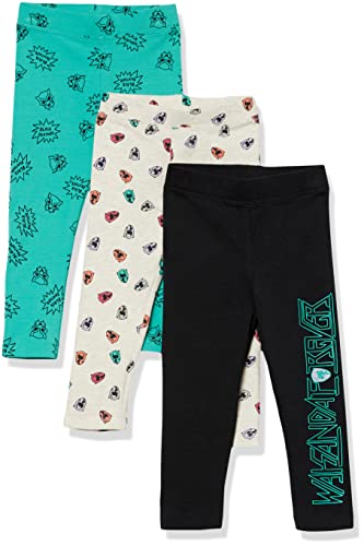 Image of Amazon Essentials Disney | Marvel | Star Wars | Frozen | Princess Girls and Toddlers' Cotton Stretch Leggings, Multipacks