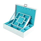 Jewelry Box Boîte à Bijoux Organisateur Grande boîte de Rangement Verrouillable Cuir PU Etui à Bijoux pour bagues, Colliers, Boucles d'oreilles, Cadeau pour Filles, Femmes (Color : Blanc)